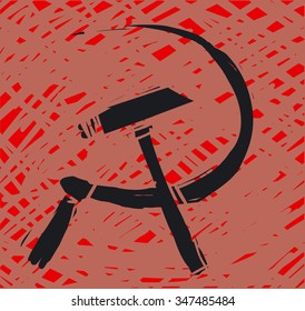 Hammer and sickle grunge icon