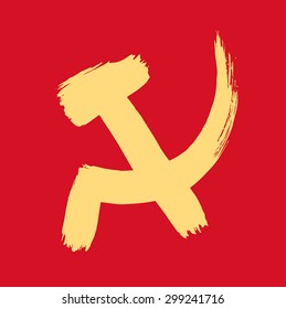 Hammer and sickle. Grunge poster