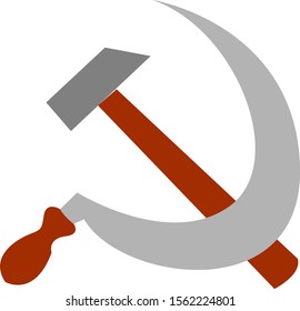 Martillo y hoz, ilustración, vector sobre fondo blanco.