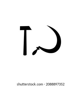 hammer and sickle isolated on white background, vector. hammer and sickle isolated on white background. Soviet Union proletarian solidarity