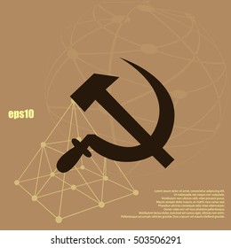 Hammer and sickle isolated stock vector icon illustration