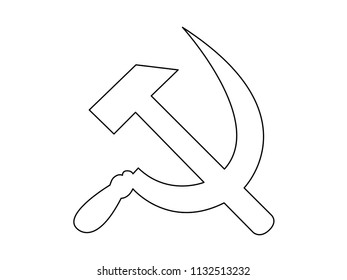 Hammer and Sickle line vector