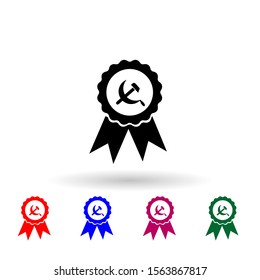 Hammer and sickle medal multi color icon. Simple glyph, flat vector of communism capitalism icons for ui and ux, website or mobile application