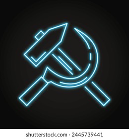 Hammer and sickle neon icon. Communism and socialism emblem, famous Soviet symbol. Vector illustration.