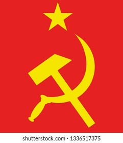 hammer and sickle on a red background