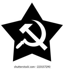 hammer and sickle on star, vector illustration