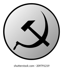Hammer and Sickle sign button on white background. Vector illustration.