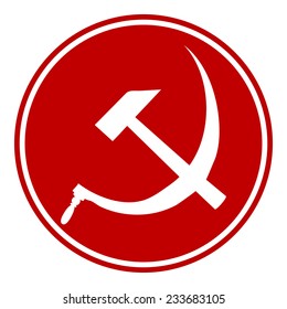 Hammer and sickle sign button on white background. Vector illustration.