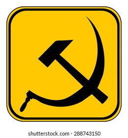 Hammer and sickle sign button on white background. Vector illustration.