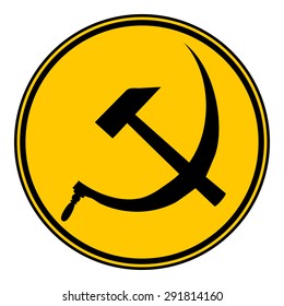 Hammer and sickle sign button on white background. Vector illustration.