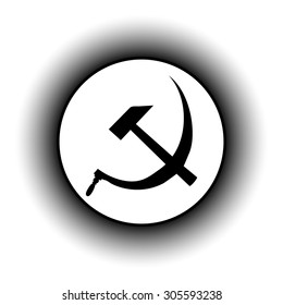 Hammer and sickle sign button on white background. Vector illustration.