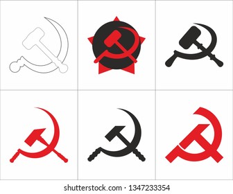 Hammer and sickle of the soviet union on a white background star