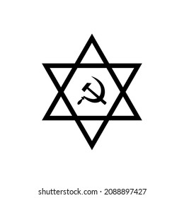 hammer and sickle with star of david isolated on white background. communist israel symbol. Jewish communist socialist vector illustration