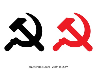 Hammer and sickle symbol, communist icon, vector illustration, flat design, black and red silhouettes vector illustration