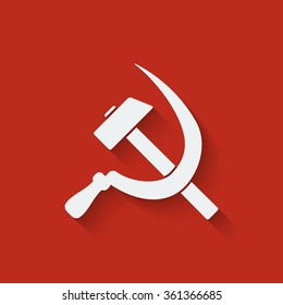 hammer and sickle symbol red background. vector illustration - eps 10