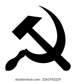 The hammer and sickle symbol of the Soviet Union, black and white vector silhouette symbol