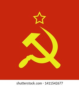 Hammer and sickle. Symbol of the USSR. Symbol of the Soviet Union. Vector illustration.