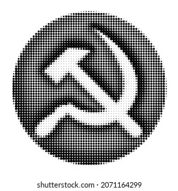 martillo y hoz, -clase obrera símbolo de solidaridad comunitaria, patrón de medio tono
