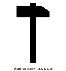 Hammer sign icon - black simple, isolated - vector illustration