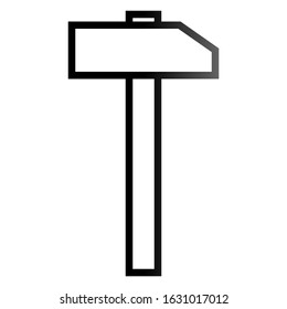 Hammer sign icon - black simple gradient outline, isolated - vector illustration