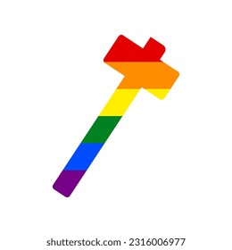 Hammer sign illustration. Rainbow gay LGBT rights colored Icon at white Background. Illustration.