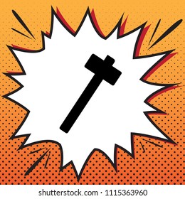 Hammer sign illustration. Vector. Comics style icon on pop-art background.