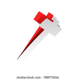 Hammer sign illustration. Vector. Detachable paper icon with red body stock. Isolated.