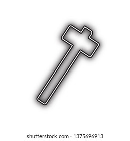 Hammer sign illustration. Vector. Double contour black icon with soft shadow at white background. Isolated.