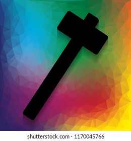 Hammer sign illustration. Vector. Flat style black icon on white.