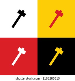 Hammer sign illustration. Vector. Icons of german flag on corresponding colors as background.