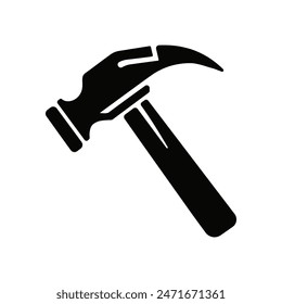 Hammer silhouette icon. Black tool. Construction equipment. Vector illustration.