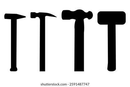 Hammer silhouette set vector on white background