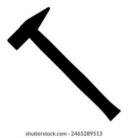 hammer silhouette shape, black and white vector illustration, white background