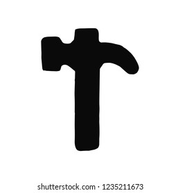 hammer silhouette vector icon. isolated object.
