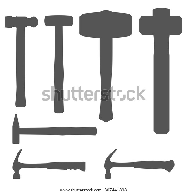 Hammer Silhouette Vector Set Various Types Stock Vector Royalty Free 307441898