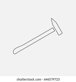Hammer simple icon. Contour illustration.