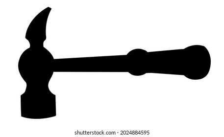 Hammer single silhouette construction tool icon for design and creativity in black on a white background