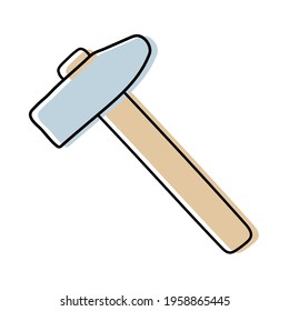 Hammerskizze. Bauwerkzeug. FarbVektorgrafik-Instrumentenbild