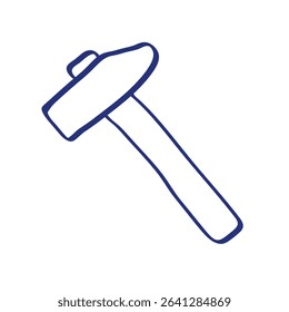 Hammer sketch. Construction tool. Color vector instrument illustration