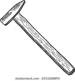 Hammer sketch. Construction tool. Hand repair equipment