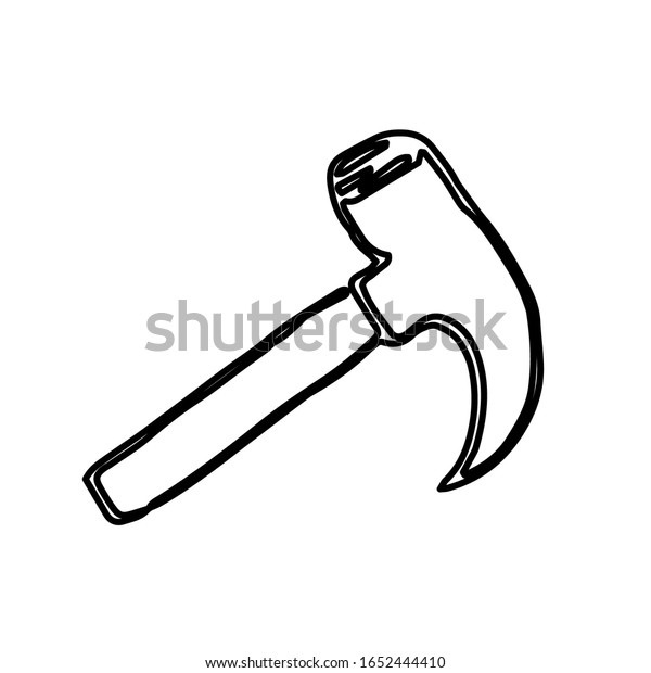 Hammer Sketch Vector Tool Icon Banner Stock Vector (Royalty Free