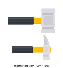 hammer and sledgehammer in flat style