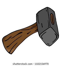 Hammer. Sledgehammer. Vector illustration of a sledgehammer, a hammer. Hand drawn sledgehammer.