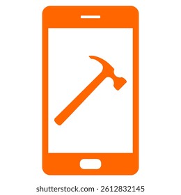 Hammer and smartphone on white