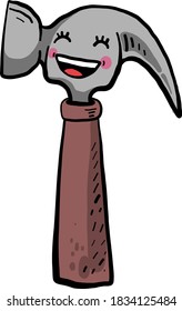 Hammer with a smile, illustration, vector on white background