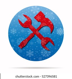 hammer and spanner christmas icon in circle