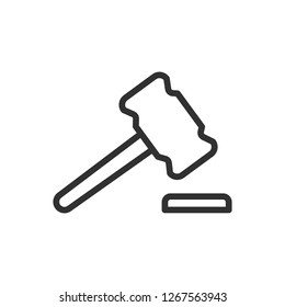 hammer and stand. linear icon. Line with editable stroke
