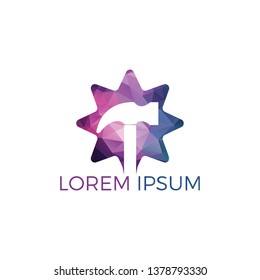 Hammer With Star Logo Design. Renovation or repairment vector logo design concept.
