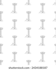 Hammer Strength Tester Icon Seamless Pattern, Amusement Park Hit Hammer Game Icon Vector Art Illustration
