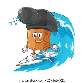 the hammer surfing character. cartoon mascot vector